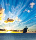 Sea at Sunset Ship