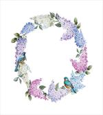 Flower Wreath and Bird