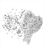 Infographic Doodle Line Map artwork