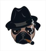 Cartoon Cool Pug Dog Portrait artwork
