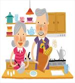 Elderly Couple in Kitchen