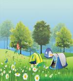 Tents in Spring Forest