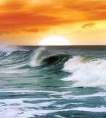 Sunset over Wavy Ocean artwork