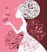 Girl Butterflies Flowers