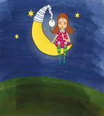 Girl on Moon Words Artwork