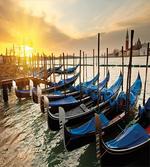 Gondolas Line on Water