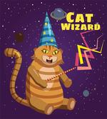 Cat Wizard Funny Cartoon
