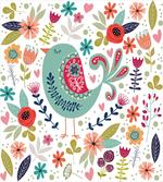 Ornate Bird and Flowers