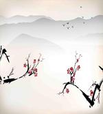 Sakura Flower and Gulls