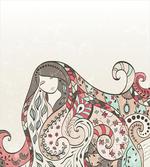 Hand Drawn Girl Floral artwork