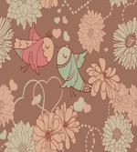 Vintage Birds Flowers Love