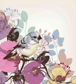 Bird Perched on Flowers