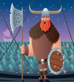 Cartoon Viking on Ship