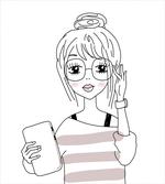 Sketchy Hipster Girl Tablet