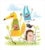 Playing Animals in Garden