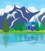 Cartoon Lake Landscape