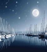 Calm Marina at Night Moon