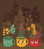 Plants in Cups Pottery