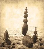 Rocks Calm Sepia Art