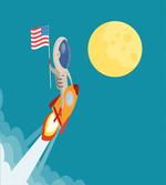 Astronaut Flying to the Moon