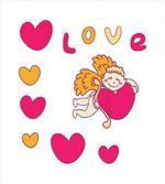 Cartoon Cupid Hugs a Heart