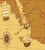 Old Map with Ship Compass