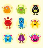Colorful Monsters Funny Faces