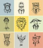Hipster Monkey Camel Cat