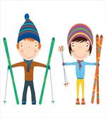 Boy and Girl Skis