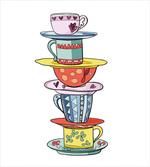 Hand Drawn Art Colorful Cups
