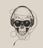 Retro Skull with Headphones artwork