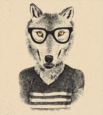 Hand Drawn Wolf and Glasses