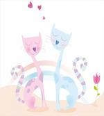 Cat Love Tulip Hearts