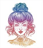 Inked Woman Vintage Hair Bun artwork