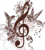 Floral Design with Birds