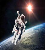 Astronaut with Sun Beams