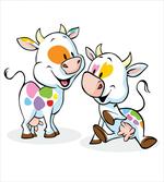 Cartoon Baby Cows Farmland