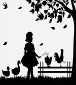 Little Girl Geese Rooster