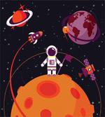 Astronaut Moon Rockets