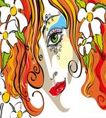 Woman Red Hair Floral