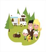 Happy Camper Family in Woods