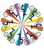 Lady on Bike Rainbow