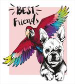 Bulldog Parrot Friends