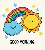 Funny Cartoon Sun and Cloud