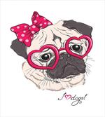 Cartoon Fashion Hipster Dog