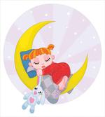 Girl on Moon with Teddy artwork