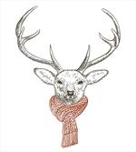 Deer with Scarf Winter artwork