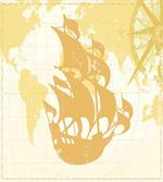Old World Map Sailboat
