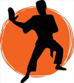 Karate Pose Man in Uniforms