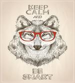 Hipster Wolf Be Smart artwork